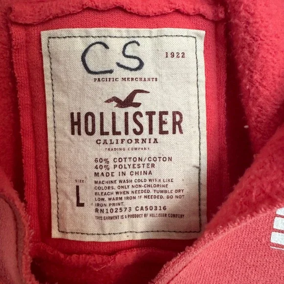 Hollister Y2K Hoodie Women L Pink Ombré SoCal Surf Fleece Preppy Coastal - Picture 3 of 11